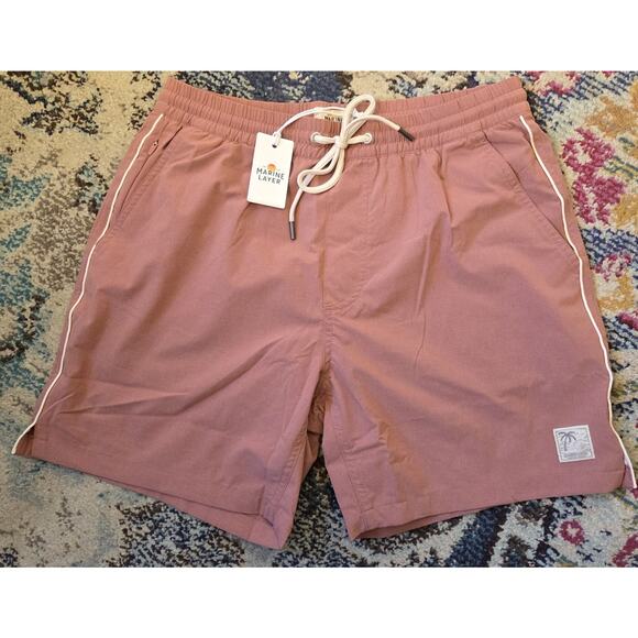 Marine Layer Lined Sport & Swim Shorts 6" Faded Rose Mens S - Picture 1 of 8